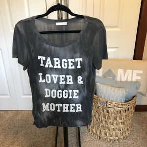 Casual, tie-dye, charcoal tee.